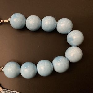 Pale blue necklace with earrings